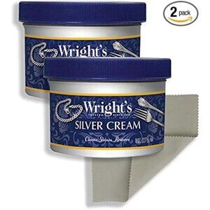 Silver Cleaner & Polish Cream -8 Ounce 2 Pack with Polishing Cloth -Ammonia-Free